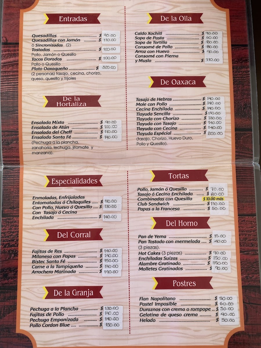 Cafe Santa Fe Menu - Image 1